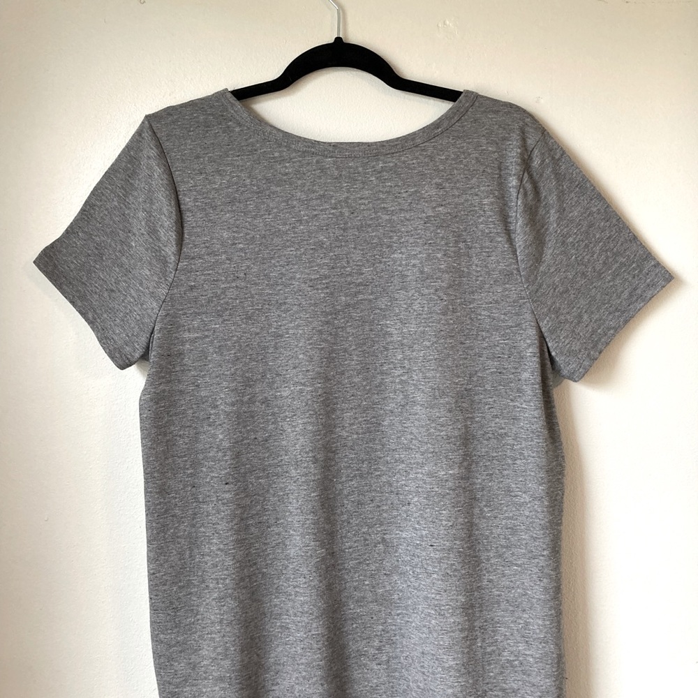 Lane Bryant Floral Embroidered Choker Tee, Gray - Picture 2 of 6